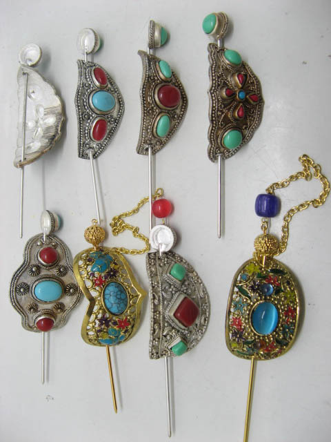 12 New Tibetan Inlay Beads Hair Hairpin - New 12 New Tibetan Inlay Beads Hair Hairpin - New