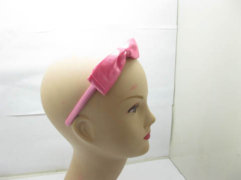 60 New Pink Hair Band with Attached Bowknot - Click Image to Close