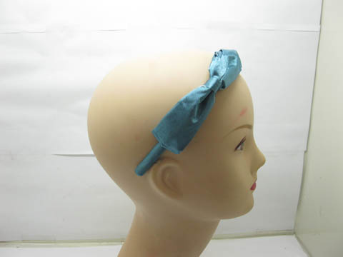 5x12pcs New Blue Hair Band with Attached Bowknot - Click Image to Close