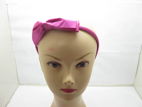 60 New Deep Pink Hair Band with Attached Bowknot - Click Image to Close