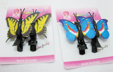 12Pairs Butterfly Hair Clips Bulk Mixed Color - Click Image to Close
