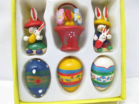 12Sets X 6pcs Wooden Hangs Easter Ornaments 12Sets X 6pcs Wooden Hangs Easter Ornaments