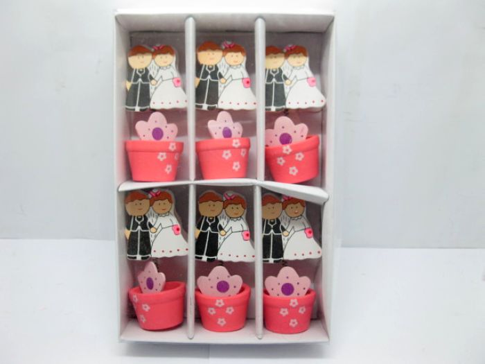 6pcs Bride & Bridegroom Jar Card Holder/Clips - Click Image to Close