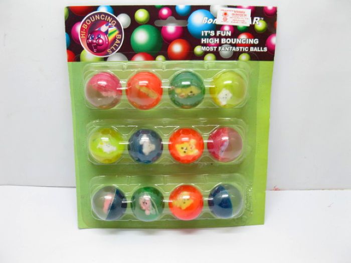 12X Bouncing Balls with Animal Inside 32mm Mixed Colour - Click Image to Close
