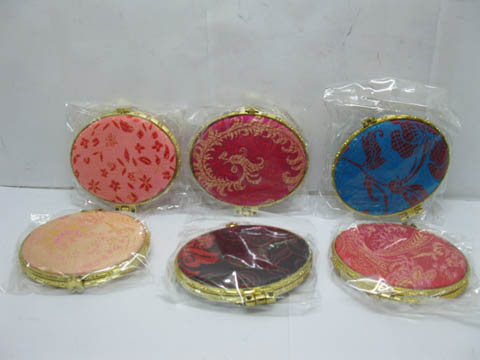 24Pcs Silk Cover Oval Make-up Pocket Mirrors bh-m36 - Click Image to Close
