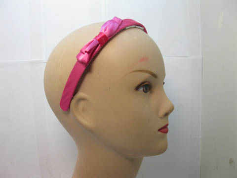 5x12pcs New Pink Hair Band with Attached Bowknot - Click Image to Close