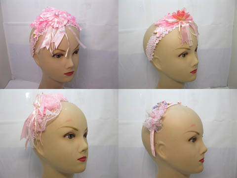 12X New Cute Pink Flower Floral Headband for Girl - Click Image to Close