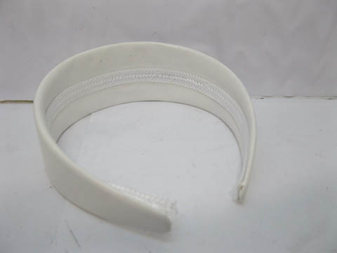 12Pcs New White Wide Hairbands Leather Cover - Click Image to Close