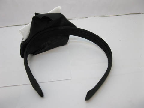 12Pcs New Black Hairbands with Attached Flower - Click Image to Close