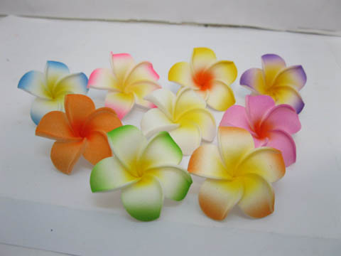 50 New Fabulous Foam Frangipani Flower 4.5x2cm Mixed - Click Image to Close