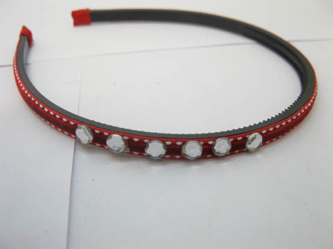 48Pcs Red Hair Bands Hairbands W/Rhinestone - Click Image to Close