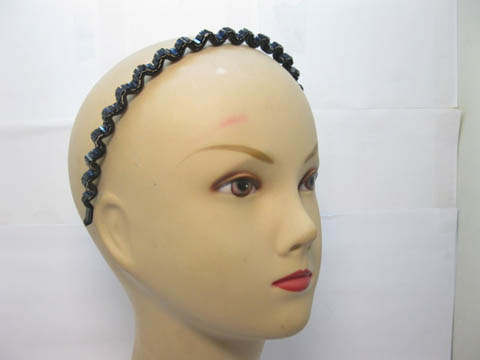 2x12Pcs Waved Hairband Hair Bands with Rhinestone Dark Blue - Click Image to Close