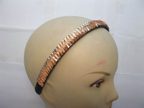 12Pcs 14mm Hairband Hair Bands with Rhinestone Golden - Click Image to Close