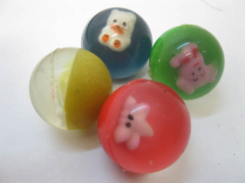24Pcs Rubber Bouncing Balls with Animal Inside 32mm Mixed - Click Image to Close