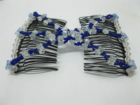 12X Stretch Beaded Double Magic Clip Hair Combs Mixed - Click Image to Close