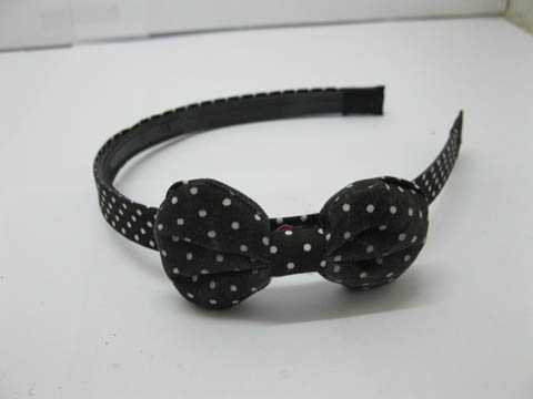 3x12Pcs Black Dotted Hairband with Bowknot 1.4cm wide - Click Image to Close