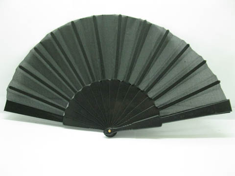 12Pcs New Plain Black Folding Hand Fans Wedding Favor - Click Image to Close