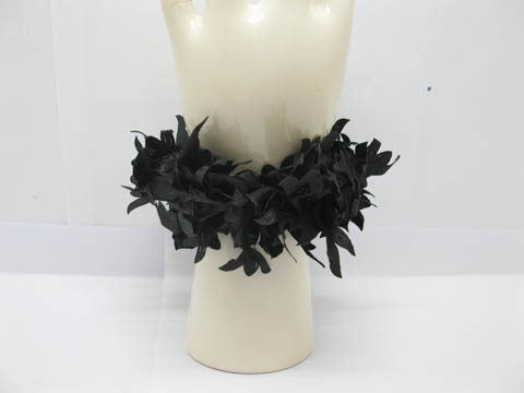48 New Elastic Black Flower Scrunchies - Click Image to Close
