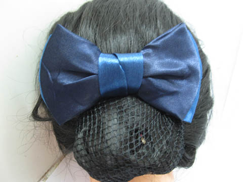 12Pcs Blue Bowknot Hairclip with Hair Bun Net - Click Image to Close