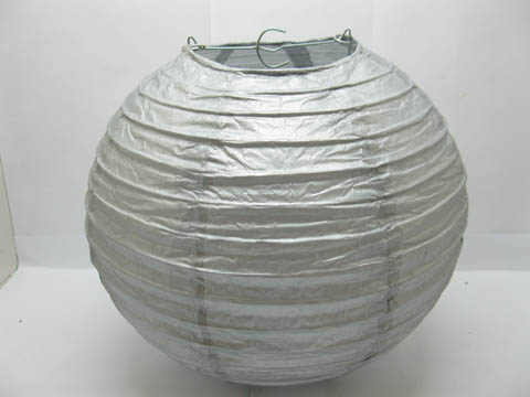10 New Plain Silver Paper Lantern Wedding Favor 25cm - Click Image to Close