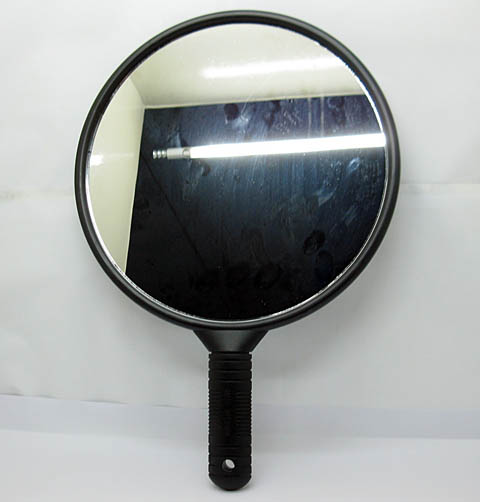 1X Black Single Side Round Handheld Makeup Mirror - Click Image to Close