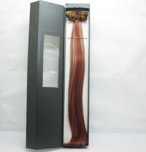 5Pcs New Long Hair Extensions 42cm Long - Blond on Red - Click Image to Close