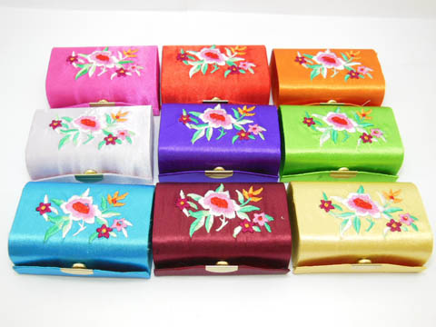 12 Embroidered SILK Double Lipstick Case With Mirror - Click Image to Close