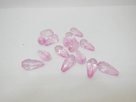 650Pcs Pink Faceted TearDrop Acrylic Beads Finding 18x9mm - Click Image to Close