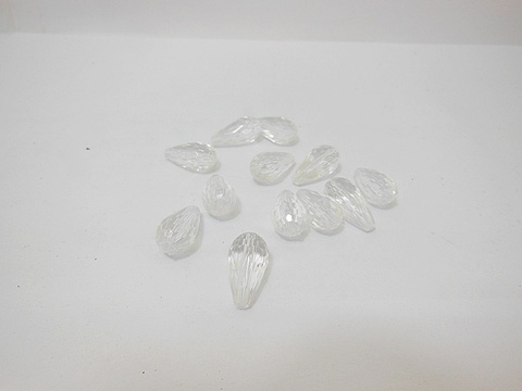 650Pcs Transparent Faceted TearDrop Acrylic Beads Finding 18x9mm - Click Image to Close