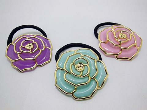 36Pcs Elastic Hair Band with Rose Flower Mixed Color 36Pcs Elastic Hair Band with Rose Flower Mixed Color