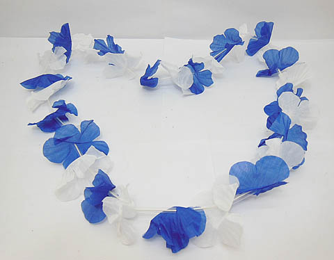 12 Blue&White Hawaiian Dress Party Flower Leis/Lei 6.5cm - Click Image to Close