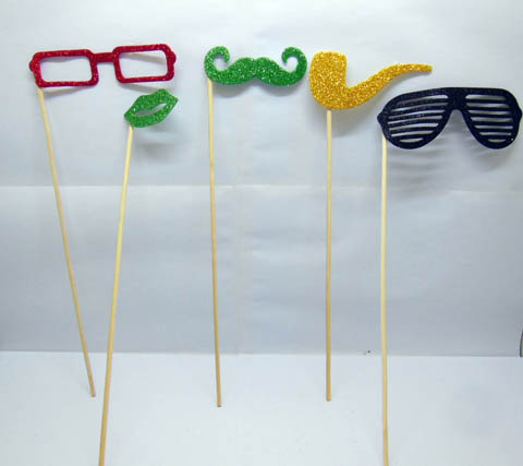 20Pcs Photo Booth Prop Wedding Party Moustache & Lips On A Stick - Click Image to Close