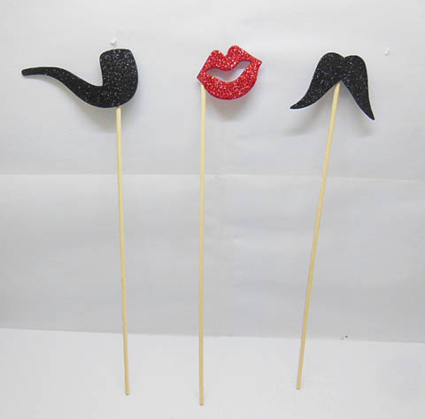 40Pcs Photo Booth Prop Wedding Party Moustache & Lips On A Stick - Click Image to Close