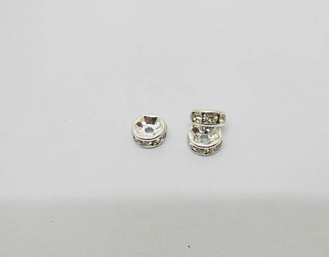 100Pcs 6mm Silver Flower Rhinestone Rondelle Spacers Beads 100Pcs 6mm Silver Flower Rhinestone Rondelle Spacers Beads