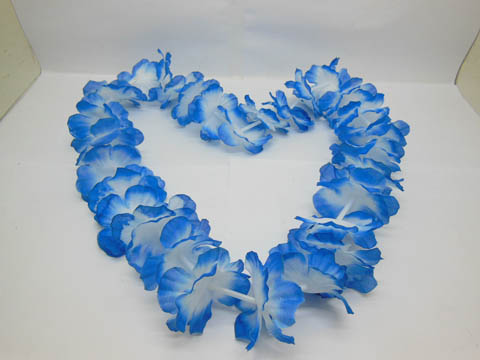 12 Blue Hawaiian Dress Party Flower Leis/Lei - Click Image to Close