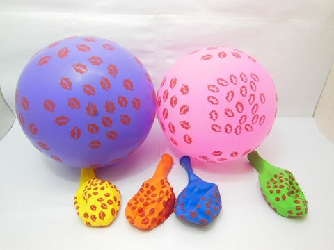 100 Lips Printed Balloons Mixed Color 30cm - Click Image to Close