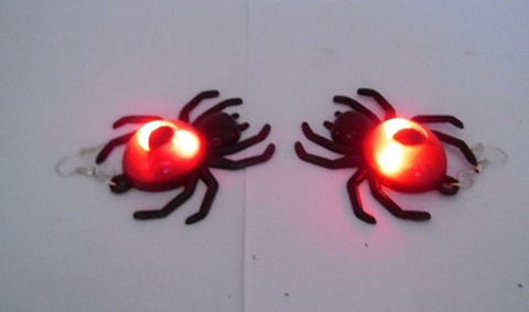 6Pair New Light Up Scary Black Spider Earrings - Click Image to Close