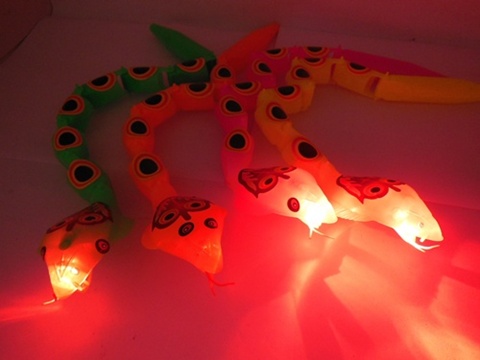 10X Red Light Up Plastic Wiggle Snake Mixed - Click Image to Close