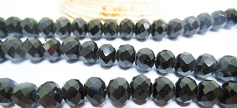 10Strand x 72Pcs Black Rondelle Faceted Crystal Beads 8mm - Click Image to Close
