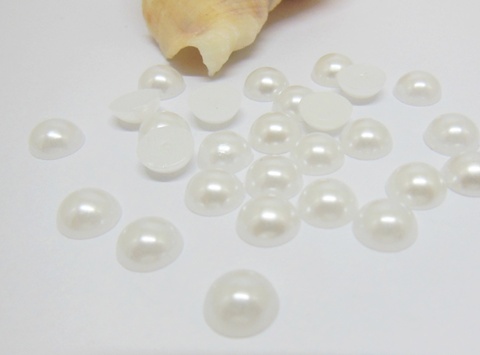 2500Pcs 8mm White Semi-Circle Simulated Pearl Bead Flatback - Click Image to Close