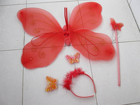 10Set X 3pcs Red Butterfly Fairy Wing Costume Toy - Click Image to Close