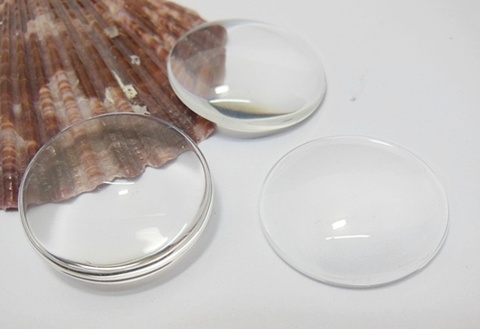 25Pcs Clear Round Glass Magnifying Cabochon Tiles 40mm Beads - Click Image to Close
