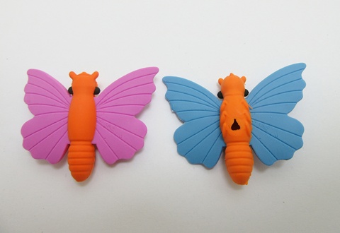 36Pcs New Butterfly Shape Erasers Mixed Color - Click Image to Close