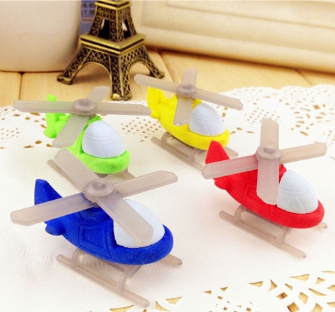 36Pcs Helicopter Shaped Erasers Mixed Color - Click Image to Close