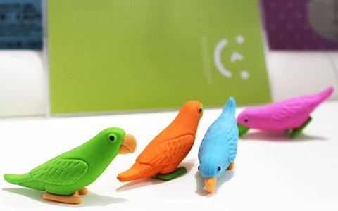 48Pcs Parrot Shaped Erasers Mixed Color - Click Image to Close