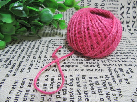 5X 150M Burlap Rope Hemp Cord Thread Jute String Roll DIY Pink - Click Image to Close