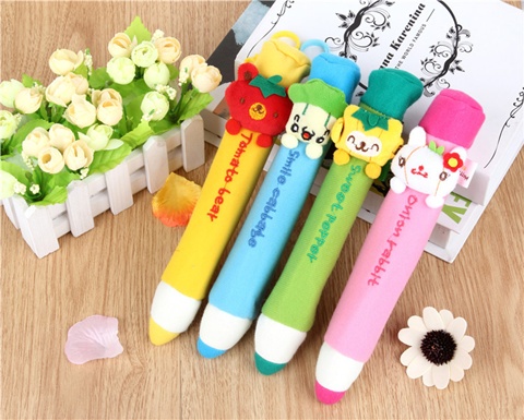 4Pcs Colorful Funny Pencil Shape Pencil Case Zipper Bag for Kids - Click Image to Close