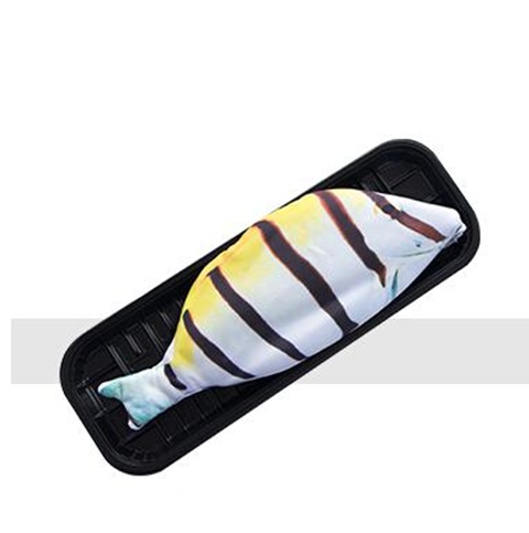 1Pc Striped Yellow Fish Shape Pencil Case Zipper Bag - Click Image to Close