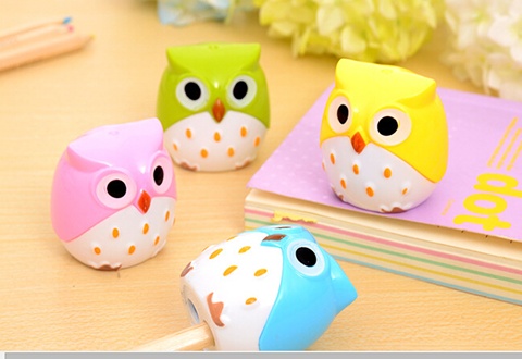 24Pcs Owl Shape 2 Hole Pencil Sharpener Mixed Color - Click Image to Close