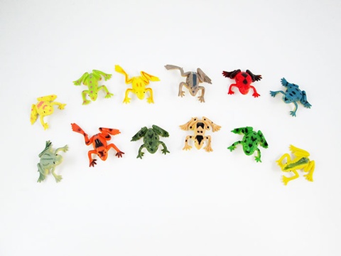 100 Vivid Plastic Frog Toy Mixed Color - Click Image to Close
